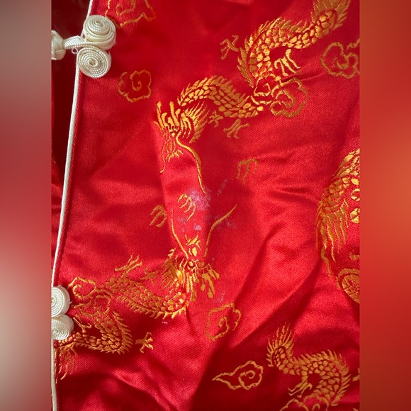 Chinese Traditional 2Pc Set Red Satin & Gold Dragon - Picture 10 of 15